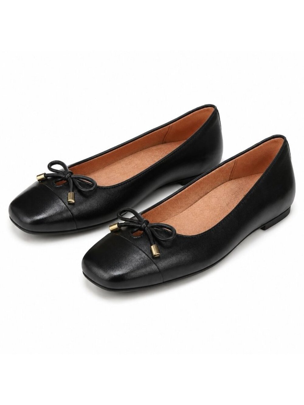 Vionic Klara Supportive Black Nappa Leather Ballet Flats Womens 6 Arch Support